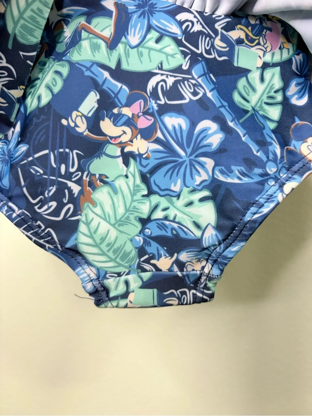 NWT Disney Baby Mickey Mouse Blue Tropical Floral Tiered Ruffle Swimsuit Size 0-